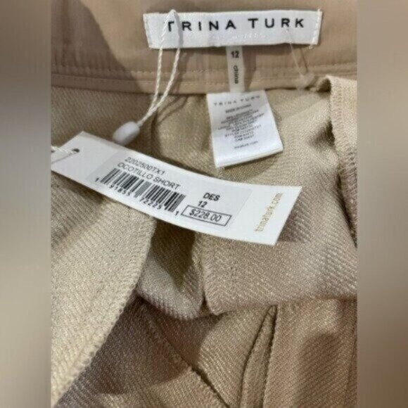 New Trina Turk High Rise Gold Neutral Resort Preppy Casual Ocotillo Shorts - Picture 6 of 8
